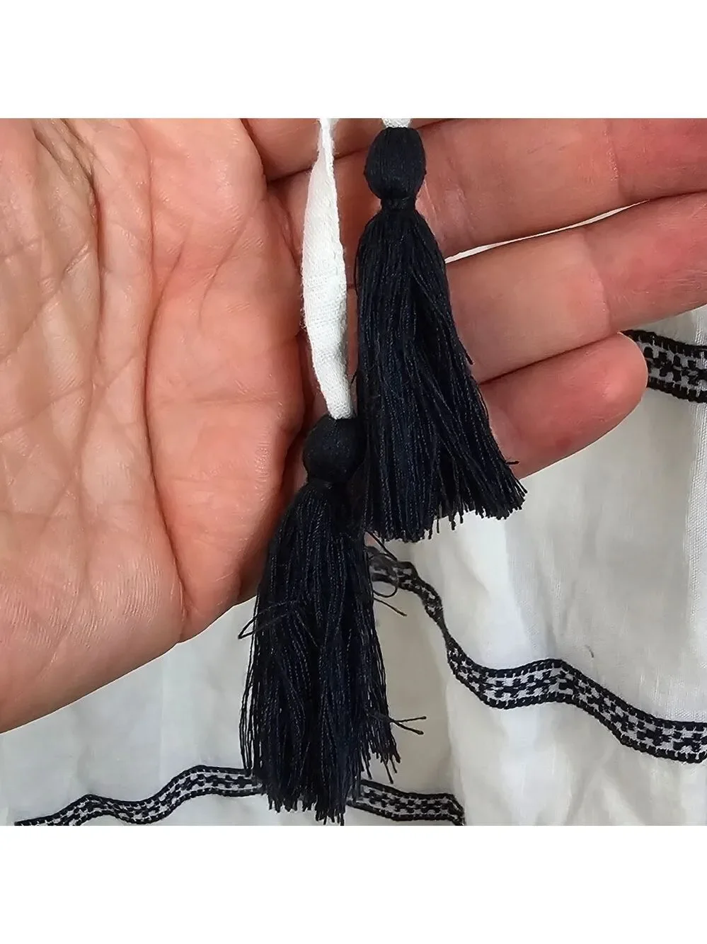 Tory Burch Linen Embroidered Belted Tassel Boho Dress